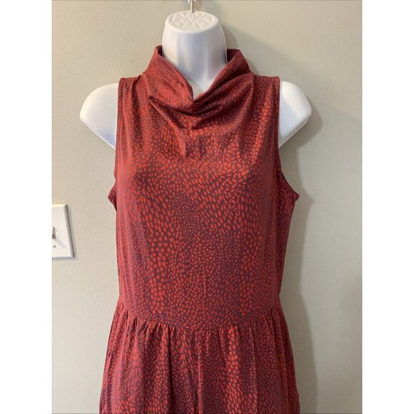 Pact Small Rococco Red Whirlpool Gianna Jumpsuit Cowl Neck Sleeveless Wide Leg - Picture 2 of 7